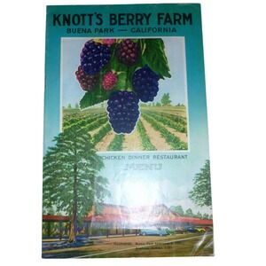 1954 Vintage Knotts Berry Farm Chicken Dinner Restaurant Menu Souvenir Guide Map